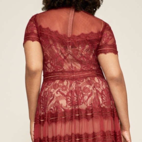 Tadashi Shoji Camilla Lace Maxi Gown Dress 20Q Rosewood Nude Plus Formal Holiday - Picture 8 of 16